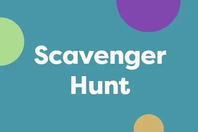 Colorful children's scavenger hunt activity at Monkey Puzzle Day Nursery Lightwater, engaging preschool kids in outdoor exploration and learning.
